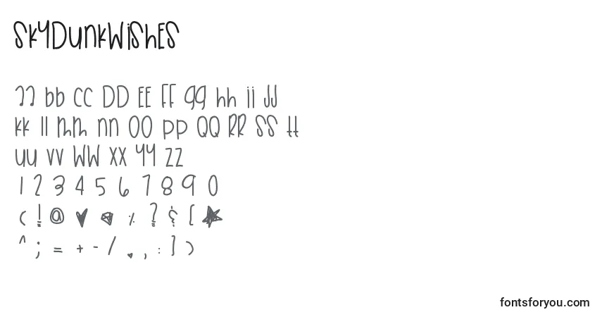 Schriftart Skydunkwishes – Alphabet, Zahlen, spezielle Symbole
