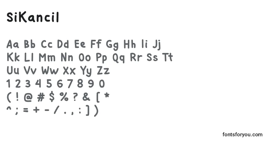 Czcionka SiKancil – alfabet, cyfry, specjalne znaki