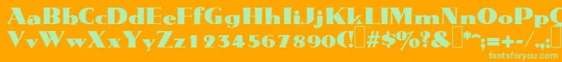 M691DecoRegular Font – Green Fonts on Orange Background