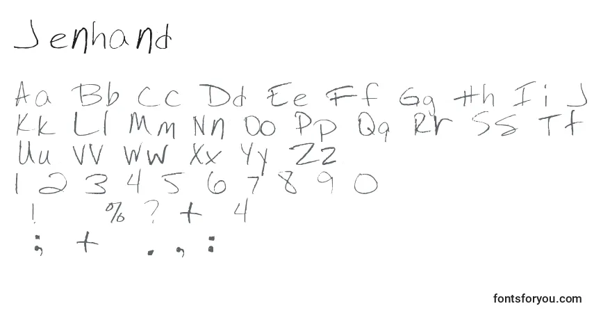 Schriftart Jenhand – Alphabet, Zahlen, spezielle Symbole
