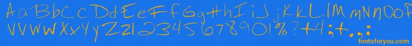 Jenhand Font – Orange Fonts on Blue Background