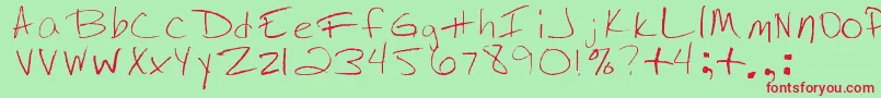 Jenhand Font – Red Fonts on Green Background