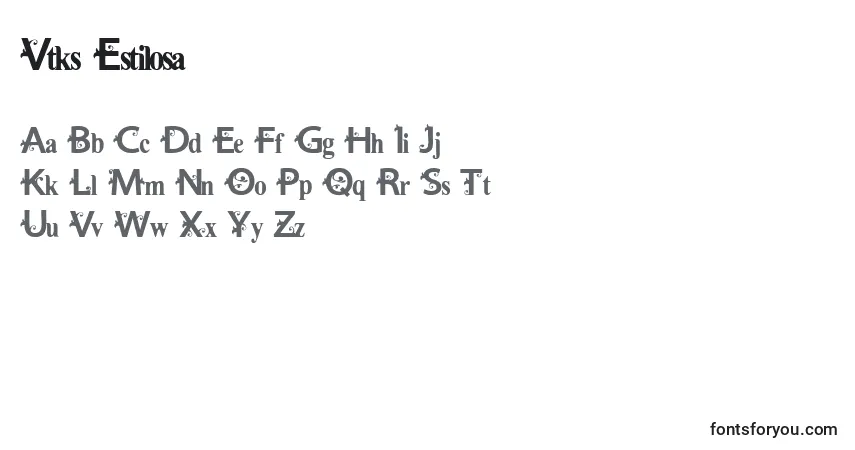 Czcionka Vtks Estilosa – alfabet, cyfry, specjalne znaki