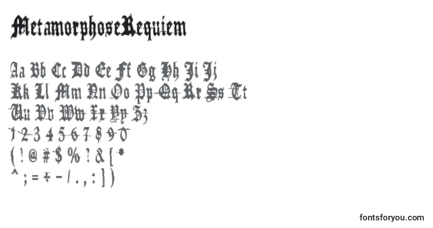 Schriftart MetamorphoseRequiem – Alphabet, Zahlen, spezielle Symbole