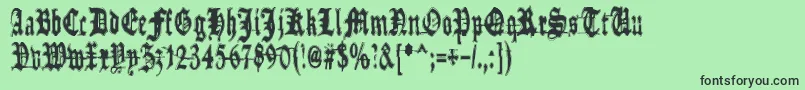 フォントMetamorphoseRequiem – 緑の背景に黒い文字