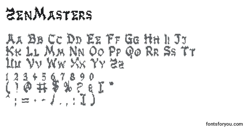 A fonte ZenMasters – alfabeto, números, caracteres especiais