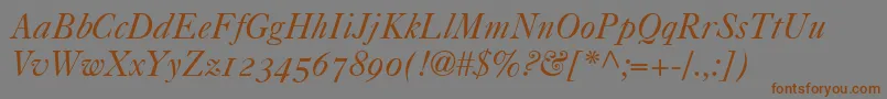 Czcionka Caslon540ItalicOldstyleFigures – brązowe czcionki na szarym tle