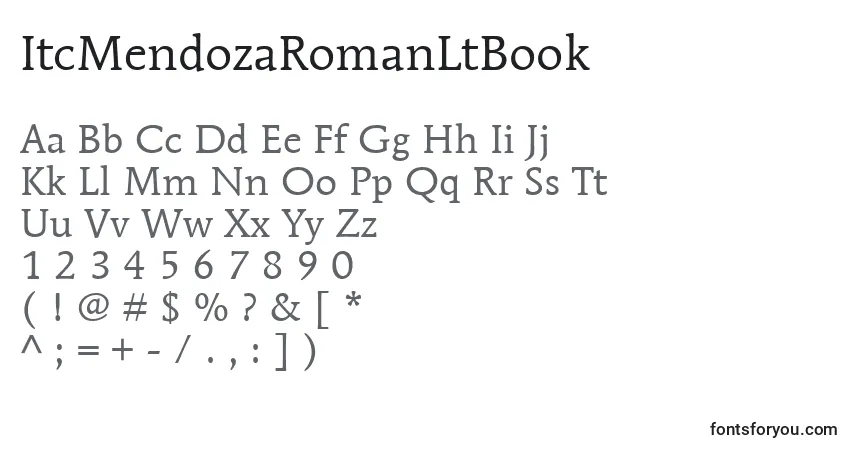 Fuente ItcMendozaRomanLtBook - alfabeto, números, caracteres especiales