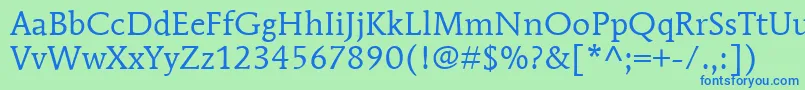 ItcMendozaRomanLtBook Font – Blue Fonts on Green Background