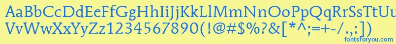 ItcMendozaRomanLtBook Font – Blue Fonts on Yellow Background