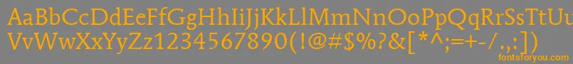ItcMendozaRomanLtBook-Schriftart – Orangefarbene Schriften auf grauem Hintergrund