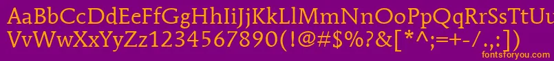 ItcMendozaRomanLtBook Font – Orange Fonts on Purple Background