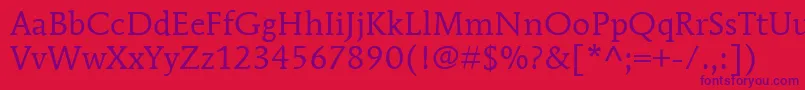 ItcMendozaRomanLtBook Font – Purple Fonts on Red Background