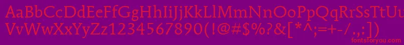 ItcMendozaRomanLtBook Font – Red Fonts on Purple Background