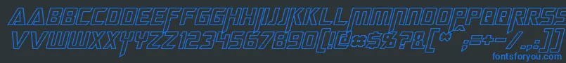 MegatronHollowItalic Font – Blue Fonts on Black Background