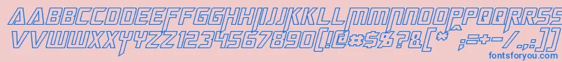 フォントMegatronHollowItalic – ピンクの背景に青い文字