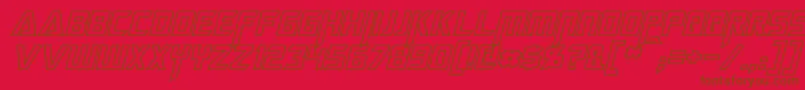 MegatronHollowItalic-Schriftart – Braune Schriften auf rotem Hintergrund