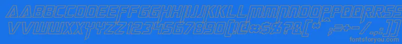 MegatronHollowItalic Font – Gray Fonts on Blue Background