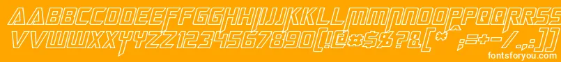MegatronHollowItalic-fontti – valkoiset fontit oranssilla taustalla