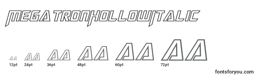 Размеры шрифта MegatronHollowItalic