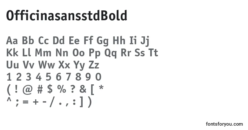 Шрифт OfficinasansstdBold – алфавит, цифры, специальные символы