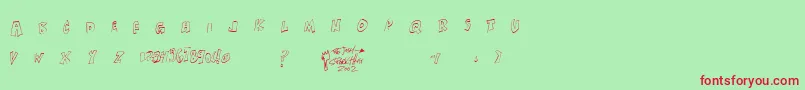 Xanthism-Schriftart – Rote Schriften auf grünem Hintergrund