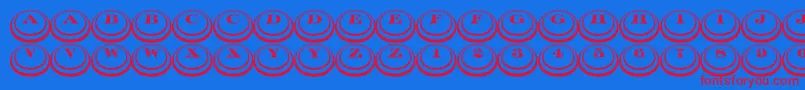 Czcionka Discoserifdbldn3DRegular – czerwone czcionki na niebieskim tle