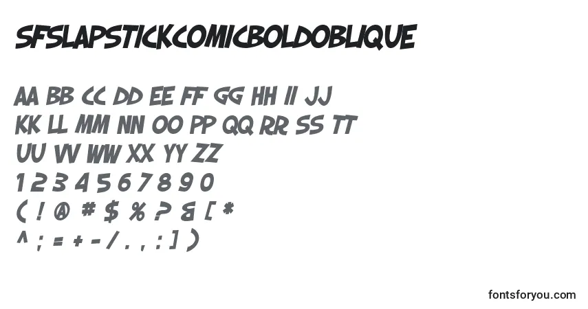 Czcionka SfSlapstickComicBoldOblique – alfabet, cyfry, specjalne znaki