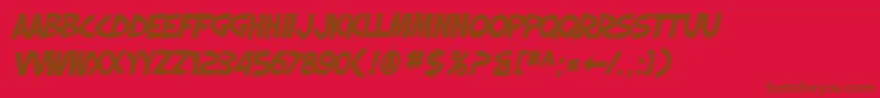 SfSlapstickComicBoldOblique-fontti – ruskeat fontit punaisella taustalla