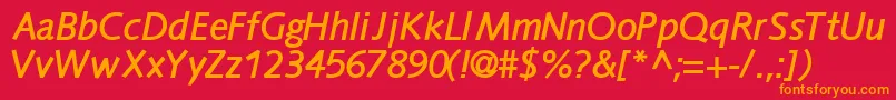 フォントFacilesskBoldItalic – 赤い背景にオレンジの文字