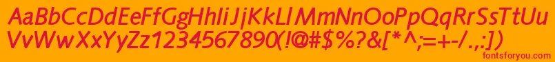 フォントFacilesskBoldItalic – オレンジの背景に赤い文字