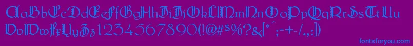 Шрифт LautenbachZierversalien – синие шрифты на фиолетовом фоне