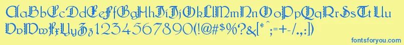 LautenbachZierversalien Font – Blue Fonts on Yellow Background