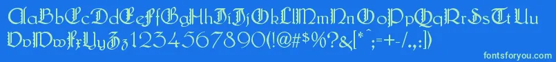 LautenbachZierversalien Font – Green Fonts on Blue Background