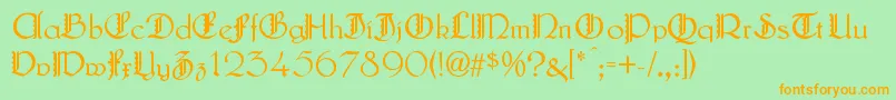 Weitere Informationen zur LautenbachZierversalien-Schriftart LautenbachZierversalien-Schriftart – Orangefarbene Schriften auf grünem Hintergrund