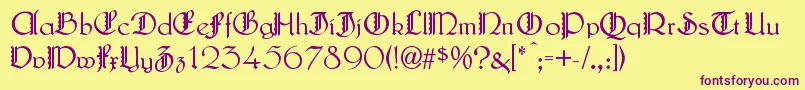 LautenbachZierversalien-fontti – violetit fontit keltaisella taustalla