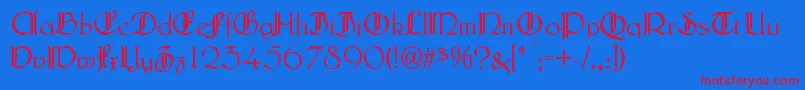 LautenbachZierversalien Font – Red Fonts on Blue Background