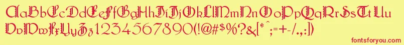 LautenbachZierversalien Font – Red Fonts on Yellow Background