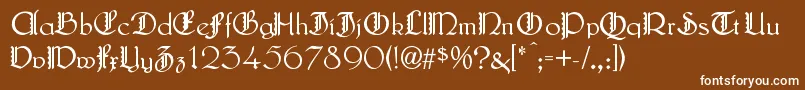 Weitere Informationen zur LautenbachZierversalien-Schriftart LautenbachZierversalien-Schriftart – Weiße Schriften auf braunem Hintergrund