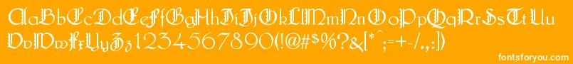 フォントLautenbachZierversalien – オレンジの背景に白い文字