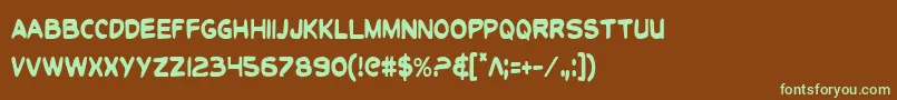 ToonTownIndustrialCond-fontti – vihreät fontit ruskealla taustalla