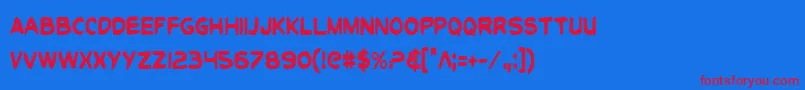 ToonTownIndustrialCond Font – Red Fonts on Blue Background