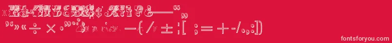 MadameNumericals-fontti – vaaleanpunaiset fontit punaisella taustalla