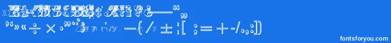 フォントMadameNumericals – 青い背景に白い文字