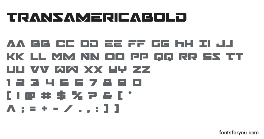 A fonte Transamericabold – alfabeto, números, caracteres especiais