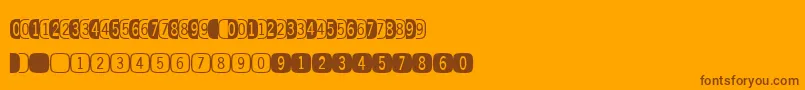 Digitsandpairsa-Schriftart – Braune Schriften auf orangefarbenem Hintergrund