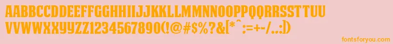 Fonte DeatheMaachNcv – fontes laranjas em um fundo rosa