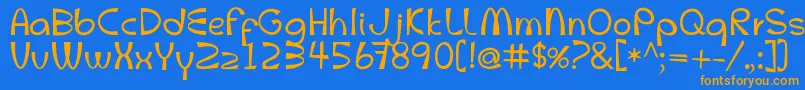 フォントMcletters – オレンジ色の文字が青い背景にあります。