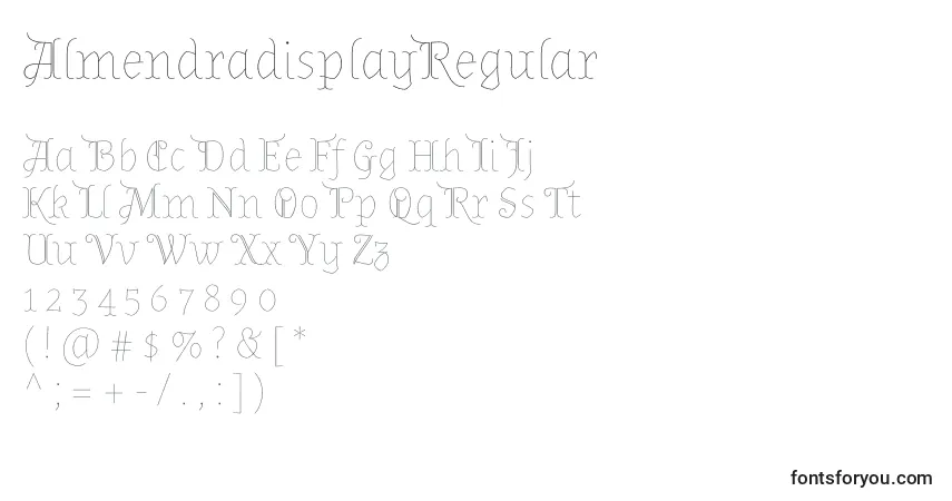 Czcionka AlmendradisplayRegular – alfabet, cyfry, specjalne znaki