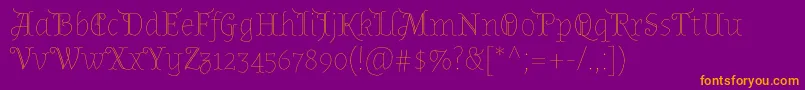 AlmendradisplayRegular-Schriftart – Orangefarbene Schriften auf violettem Hintergrund